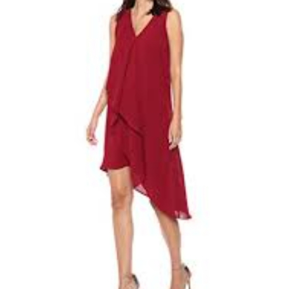NWT Adrianna Papell Assymetric Drape Front Dress Cascade Black Crepe Chiffon - Picture 8 of 17
